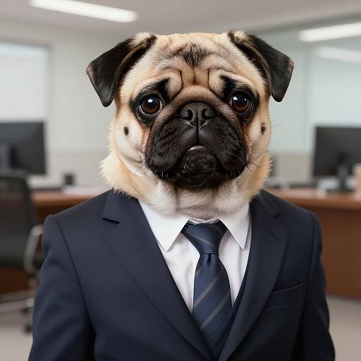 Ultrarealistic Business Pug Digital Painting