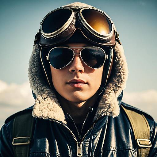 Realistic Male Aviator Costume Portrait
