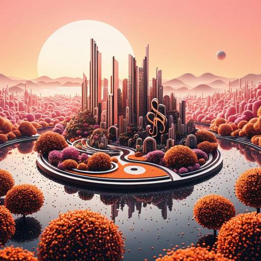 Futuristic Floating Garden City Illustration