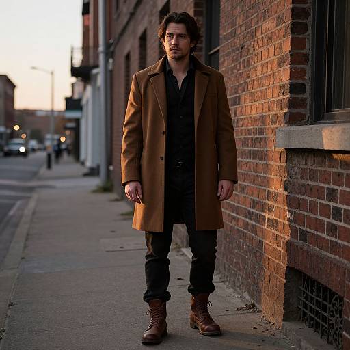 Rugged Man in Golden Hour Street