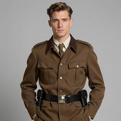 Man in Vintage Military Uniform