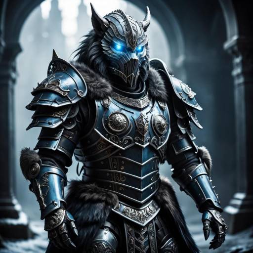 Armored Fantasy Creature with Glowing Eyes
