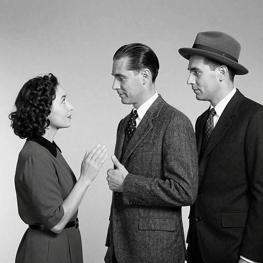 Classic Black-and-White Portrait of Trio