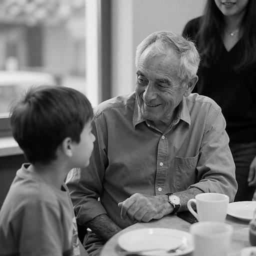 Heartwarming Family Moment in Black-and-White