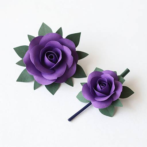 Eggplant Mini Paper Rose Corsage Set