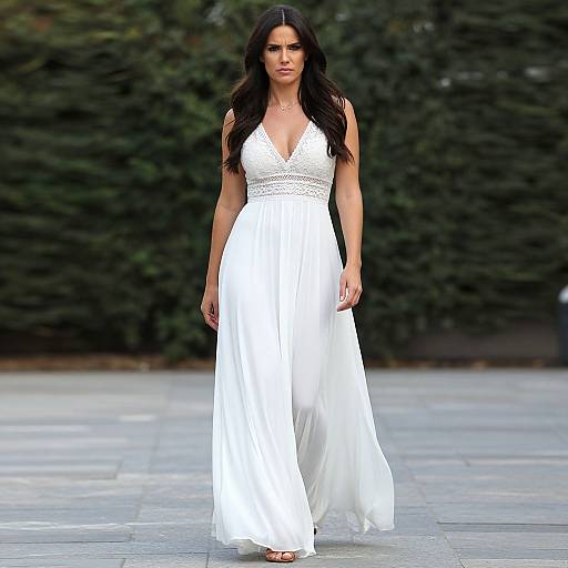 Confident Woman in Elegant White Dress