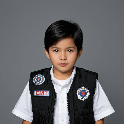 Realistic Boy in EMT Vest Portrait