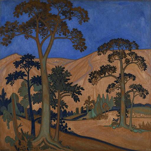 Art Nouveau Landscape with Mountains