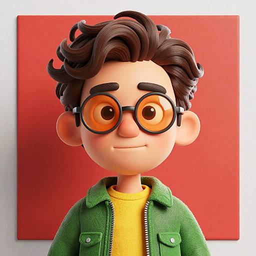 Whimsical Cartoon Portrait with Glasses