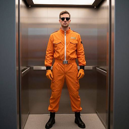Man in Orange Flight Suit