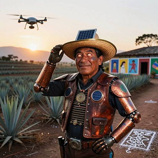 Futuristic Mexican Biobot Farmer