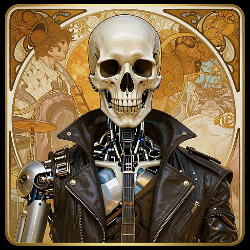 Cyberpunk Robotic Musician Portrait