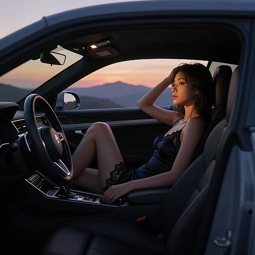 Cinematic Evening Elegance in Sporty Coupe