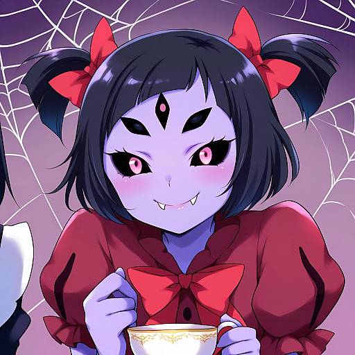 Illustration of Muffet, undertale in the style of Gucchiann
