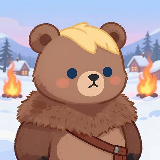 Kawaii Viking Bear Berserker Illustration