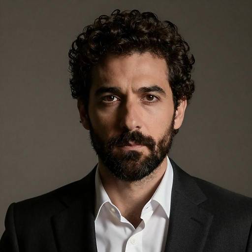 Dramatic Portrait of Intense Bearded Man