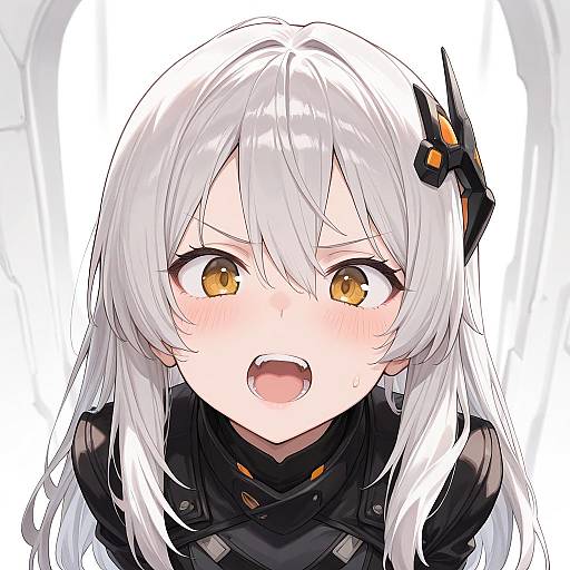 Cute White-Haired Girl in 8K Detail