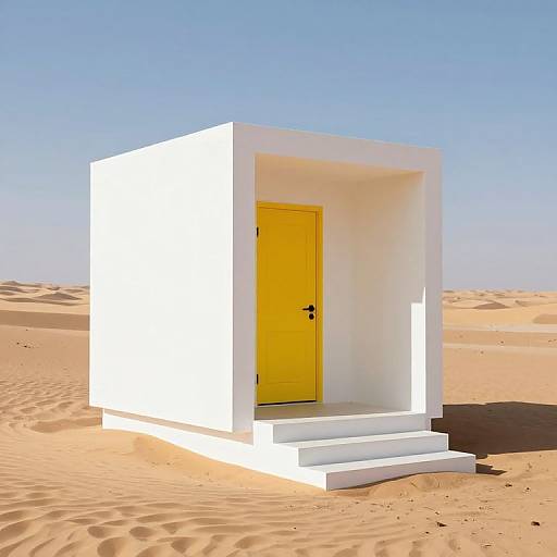 Surreal White Cube in Desert