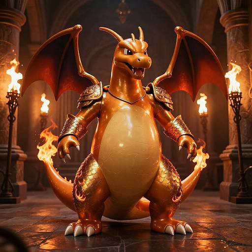 Charizard-Themed Cosplay in Medieval Hall