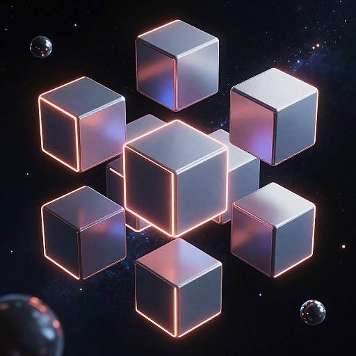 Surreal Neon Geometric Space Blocks