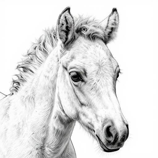 Realistic Foal Face Coloring Page