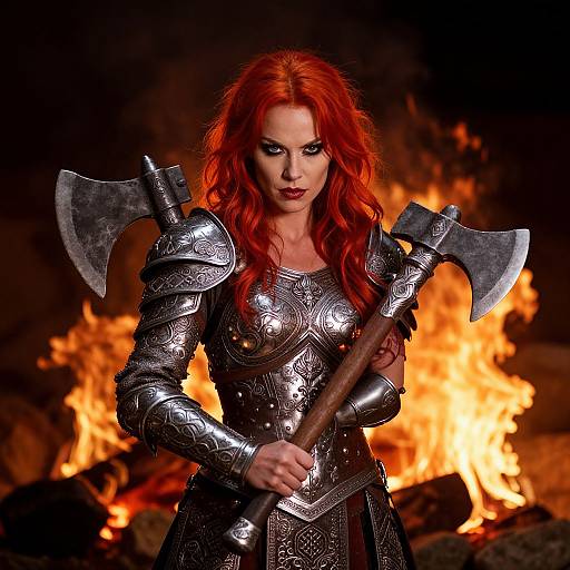 Fierce Red-Haired Warrior Woman