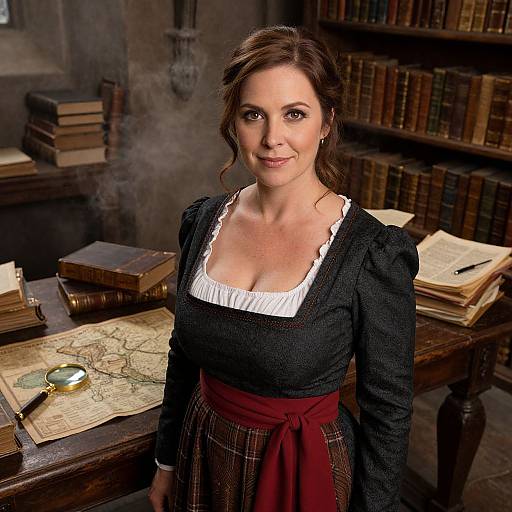 Vintage Archivist in Medieval Library