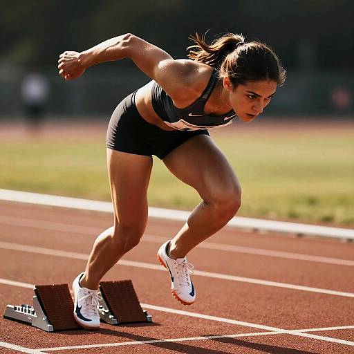 Explosive Sprinter Launch in Warm Light