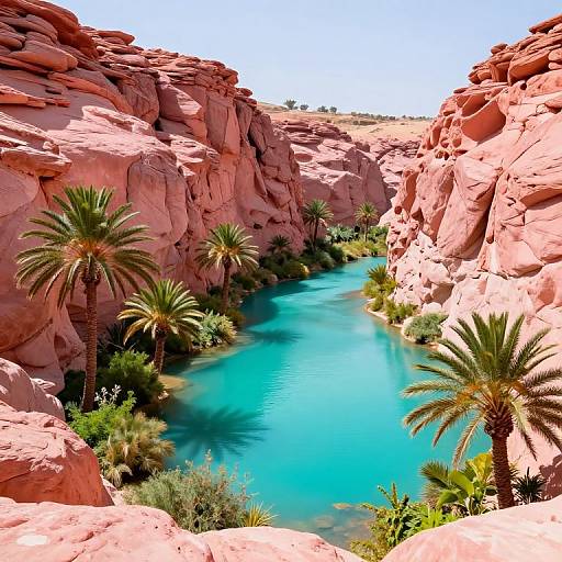 Dreamlike Desert Oasis with Turquoise Waters