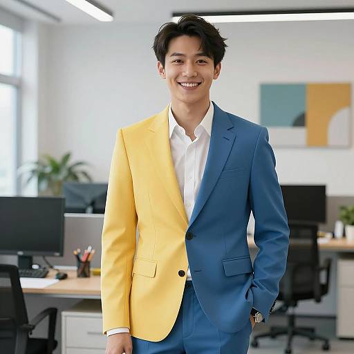 Confident Young Professional in Vibrant Office