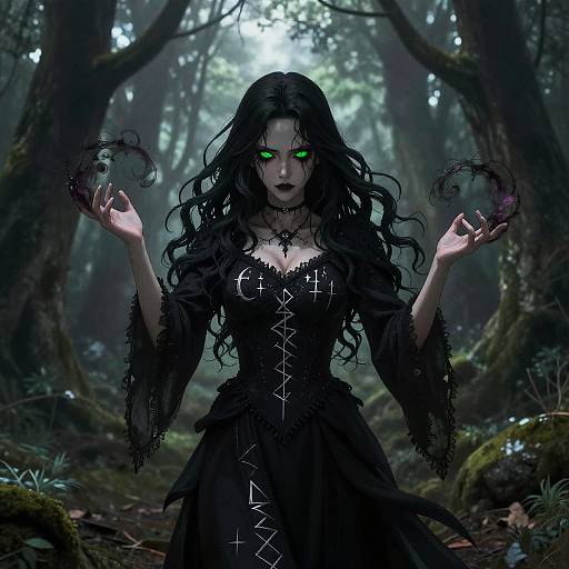 Tormented Witch with Swirling Dark Magic