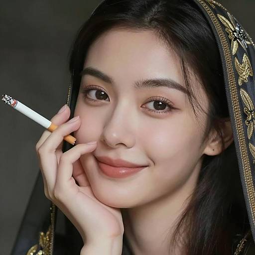 Enigmatic Woman in Dark Veil Portrait