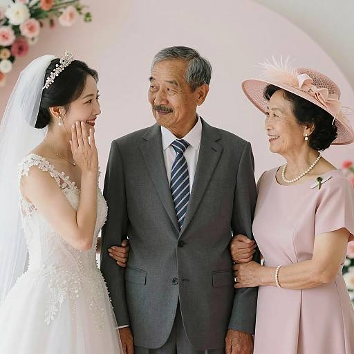 Joyful Wedding Scene with Three Characters