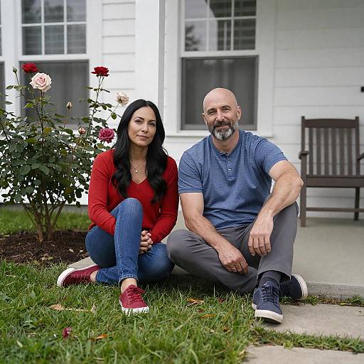 Couple Sitting on Porch in Garden