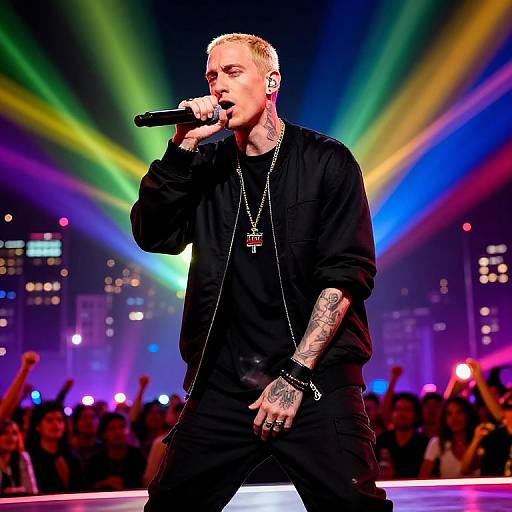 Eminem Energetic Nighttime Rap Performance