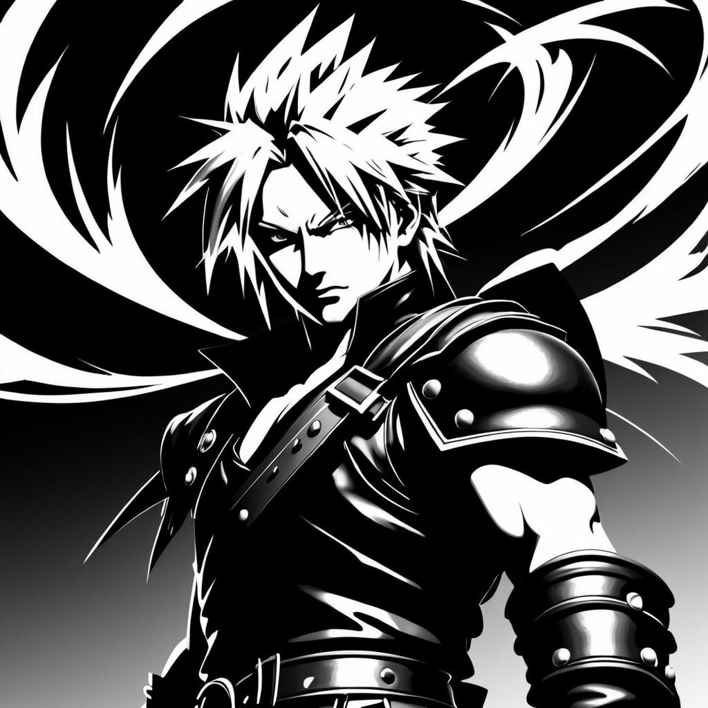 Intense Cloud Strife in Bold Illustration