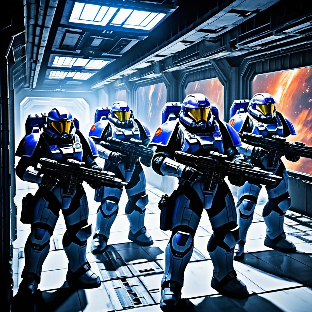 Space Marines in Sci-Fi Battle Scene