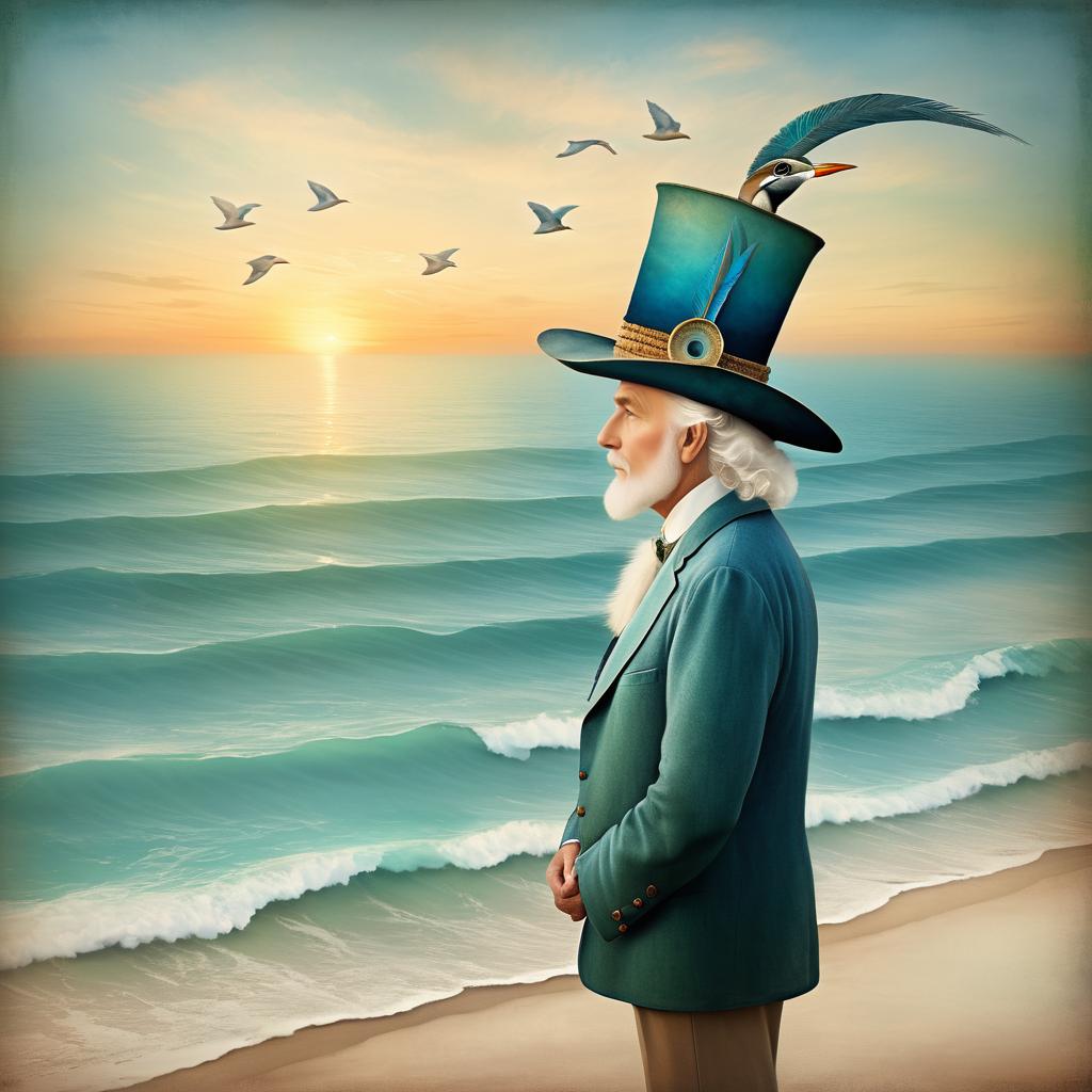 Serene Elderly Man by Tranquil Ocean