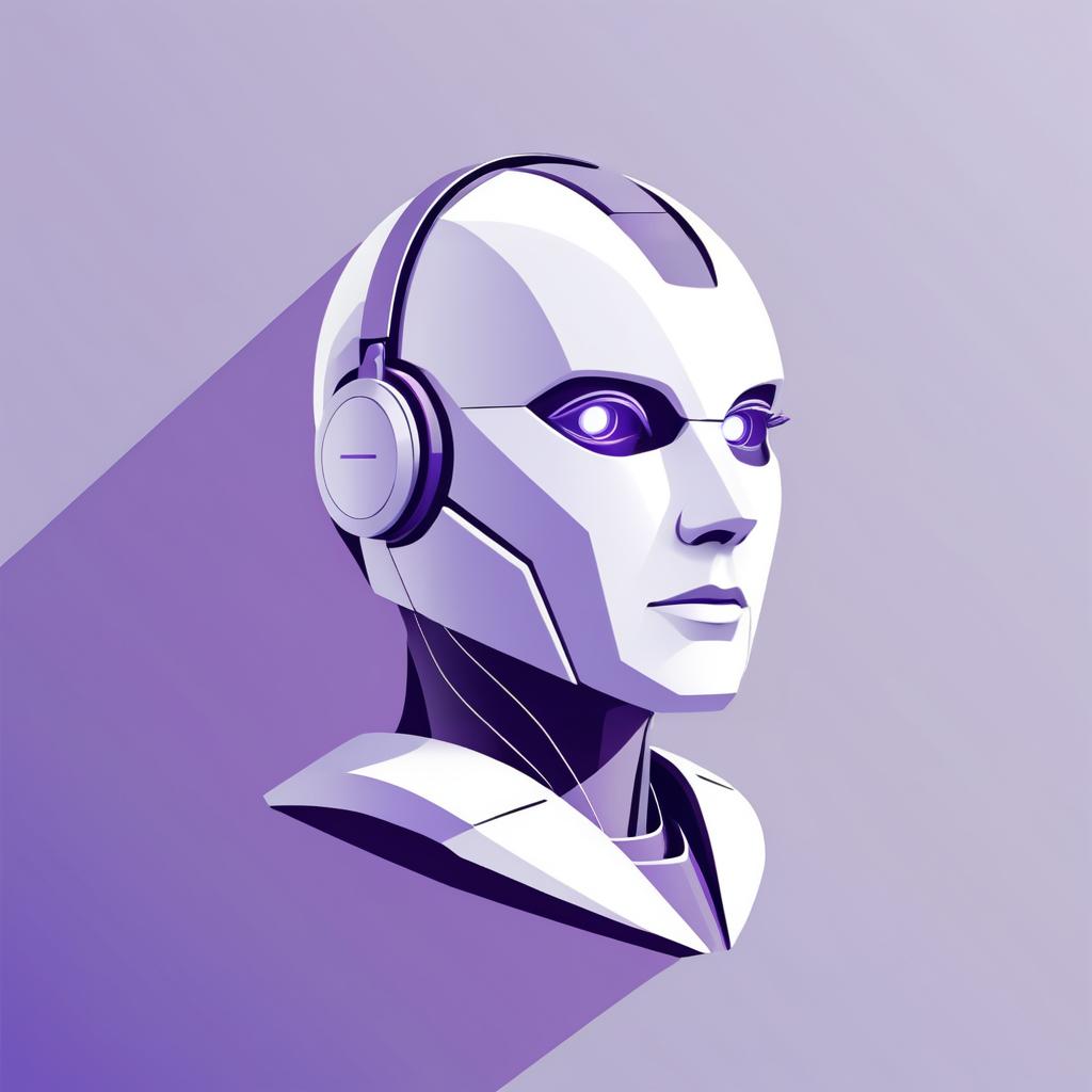 Minimalist Lavender Gray Robot Illustration