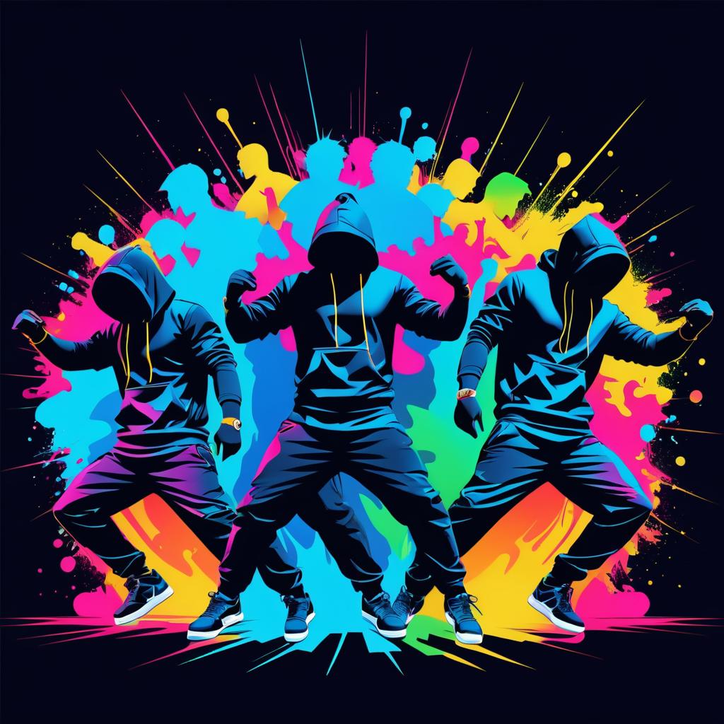 Vibrant Hip Hop Dance Group Illustration