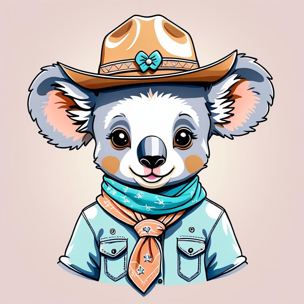 Whimsical Cartoon Koala in Pastel Colors