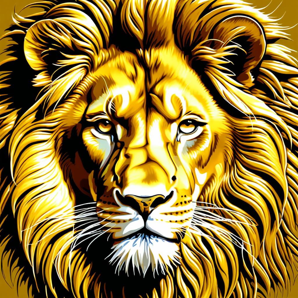 Majestic Lion Portrait in Goldenrod Tones