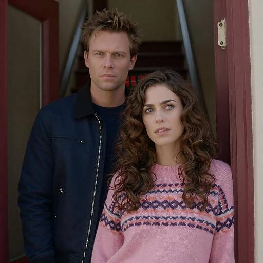 Intense Couple Framed in Doorway