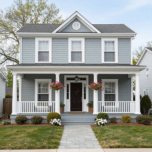 Preppy Pastel Suburban House Scene