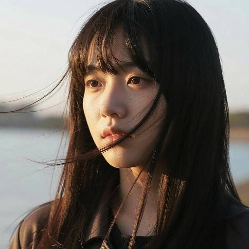 Cinematic Portrait with Wind-Swept Hair