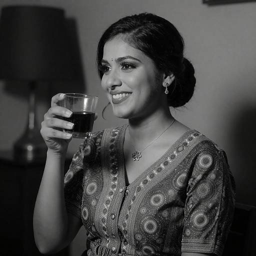 Elegant Woman in Vintage Black and White