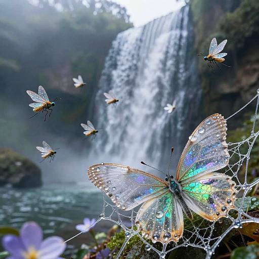 Celestial Emerald Waterfalls with Crystal Butterfly