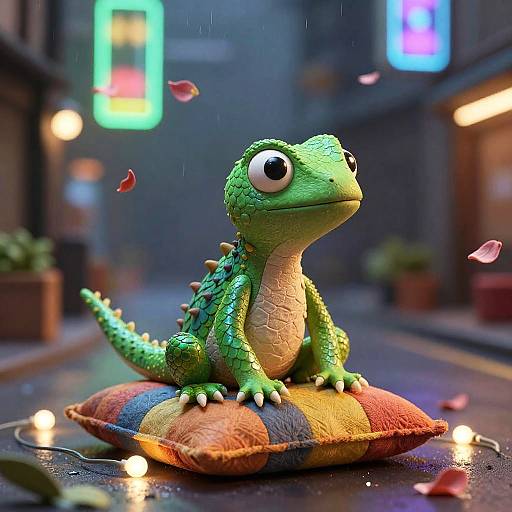 Emerald Lizard in Cyberpunk Alley