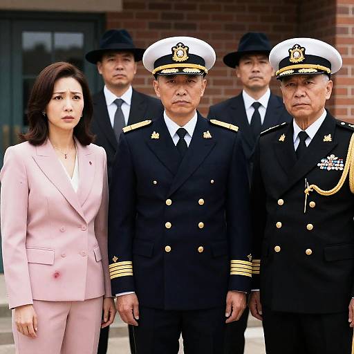 Dramatic Photo of Naval Personnel and Others