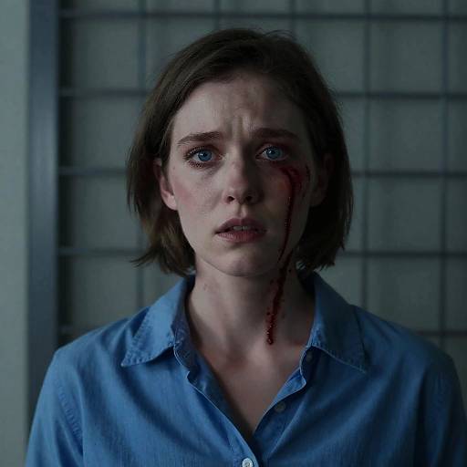 Fearful Woman in Metallic Background